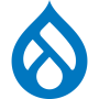 Blue logo in shape of water drop