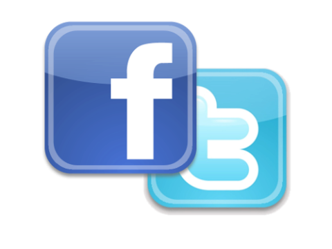 Facebook and twitter logos next to each other
